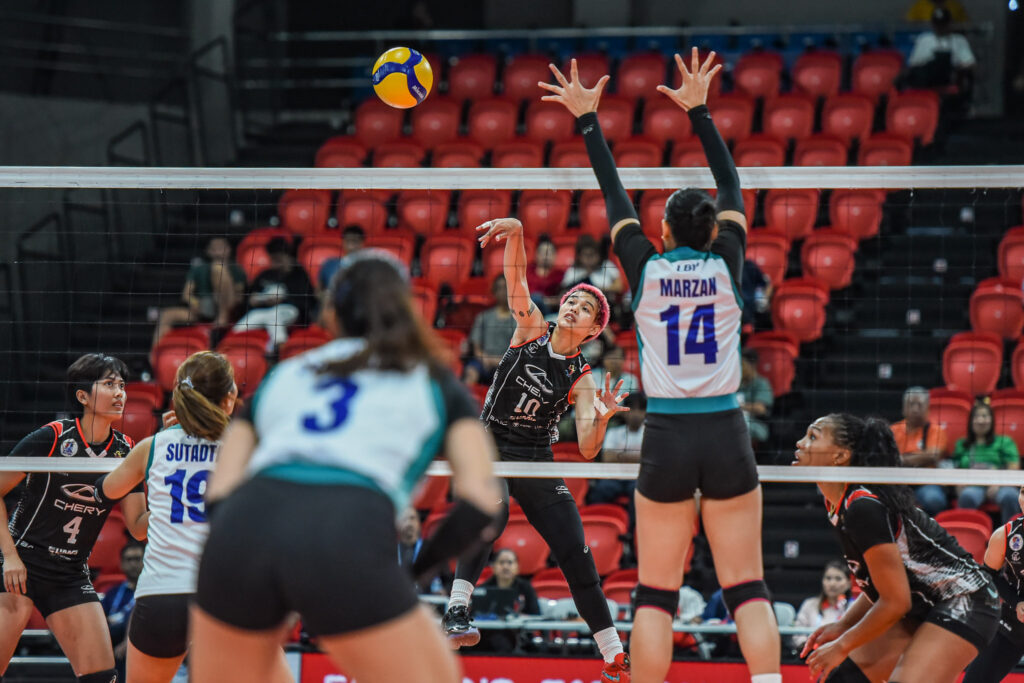 Chery Tiggo overcame a second set stumble and took down Galeries Tower in the Premier Volleyball League (PVL) Reinforced Conference at the PhilSports Arena in Pasig on Thursday night, August 8.