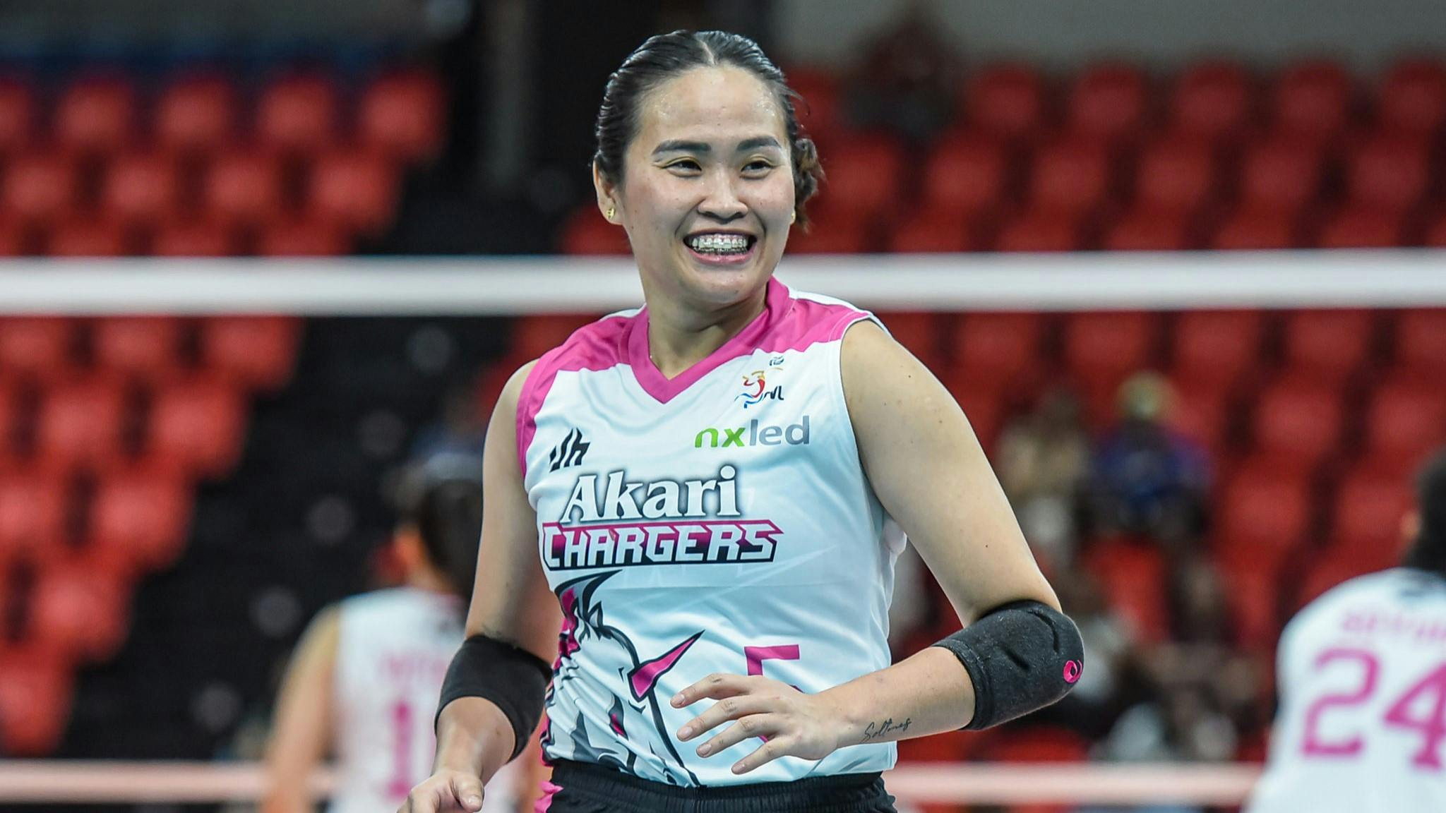 Gretchel Soltones returns to the volleyball court.