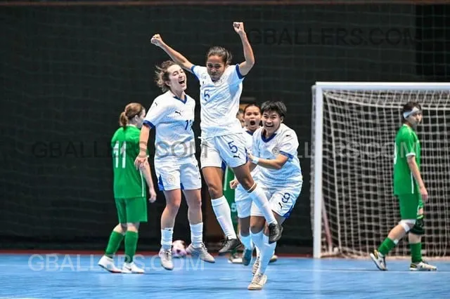 Dionesa Tolentin celebrates a goal for the Philippine Women’s Futsal Team.