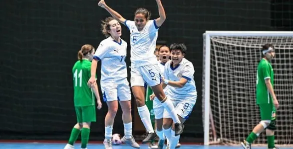 Dionesa Tolentin celebrates a goal for the Philippine Women’s Futsal Team.